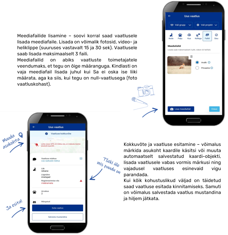 J5. Meediafailide lisamine ja vaatluse esitamine